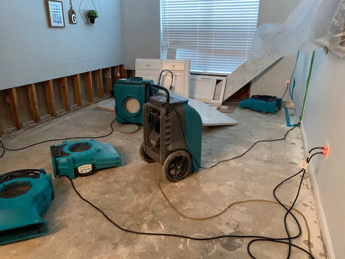 Dehumidifier in flood-cut room for Water Damage Restoration in Montrose-Ghent